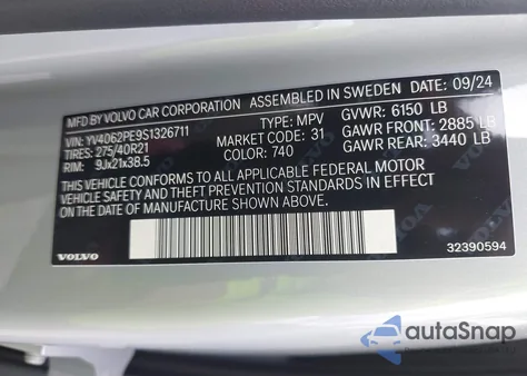 2025 Volvo Xc90 B6 Plus 7-Seater from USA, damaged, VIN YV4062PE9S1326711